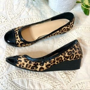 Cole Haan Leopard Print Calf Hair Flats Low Wedge